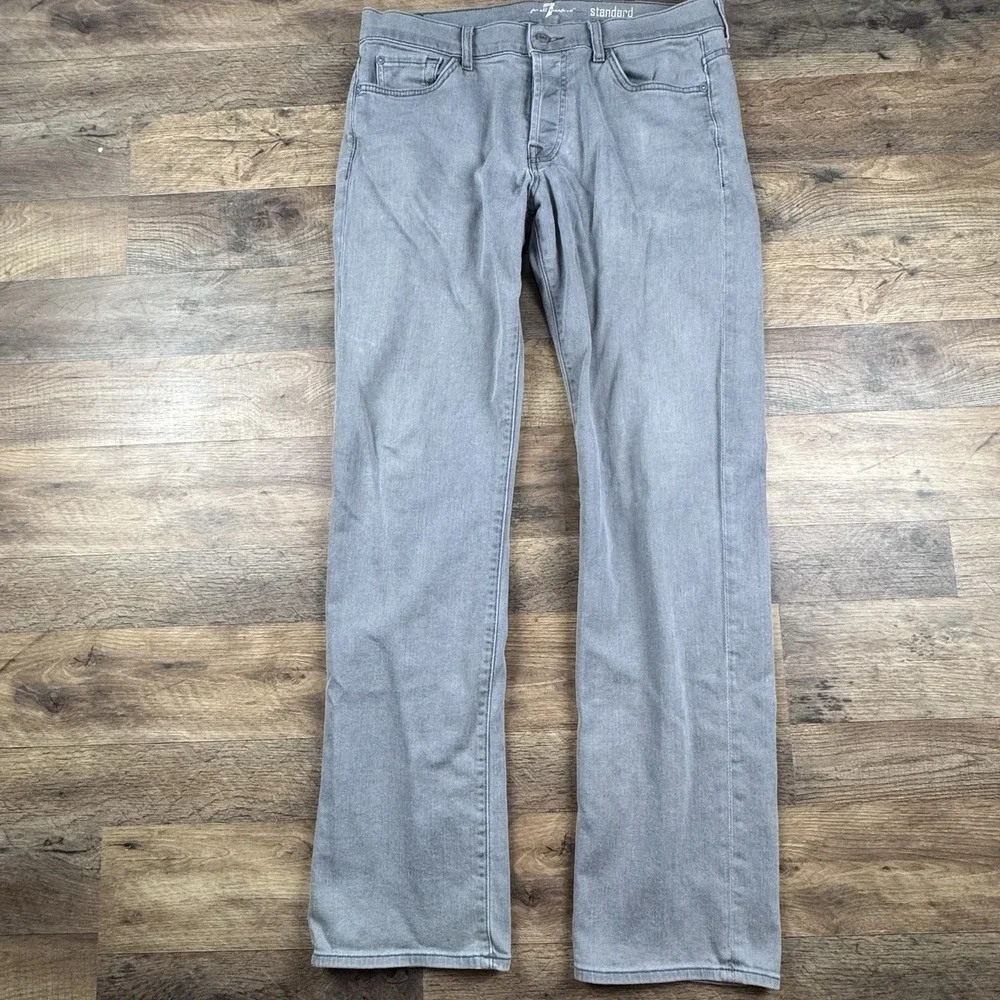 7 for All Mankind Men's Standard Straight Leg Button Fly Jeans Size 34 X 33 Gray